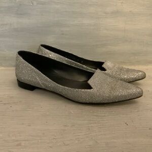 Stuart Weitzman Metallic Silver Shimmer Flat Shoe Size 9 Good Condition
